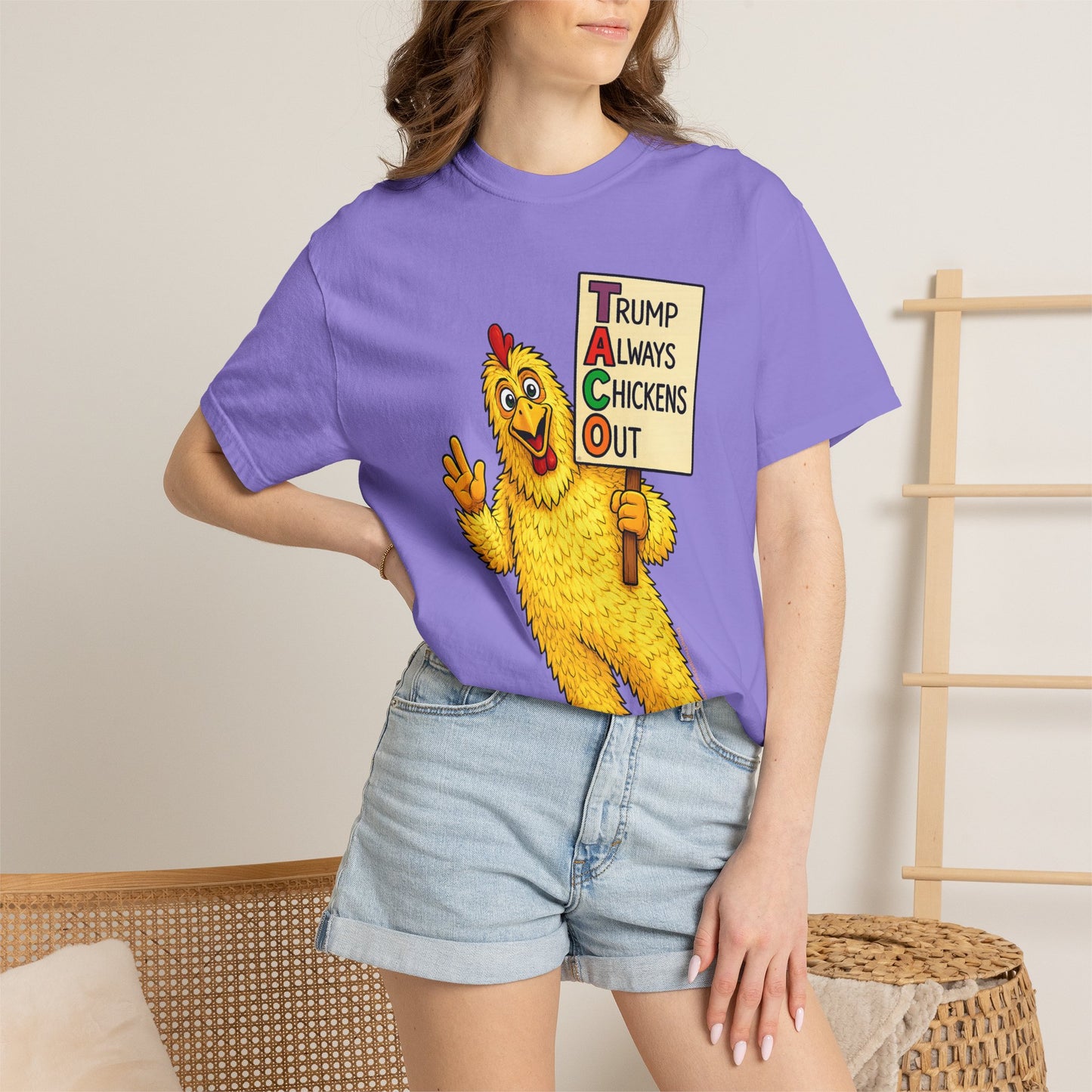 Chicken Costume T-Shirt — “Trump Always Chickens Out” Protest Graphic Tee