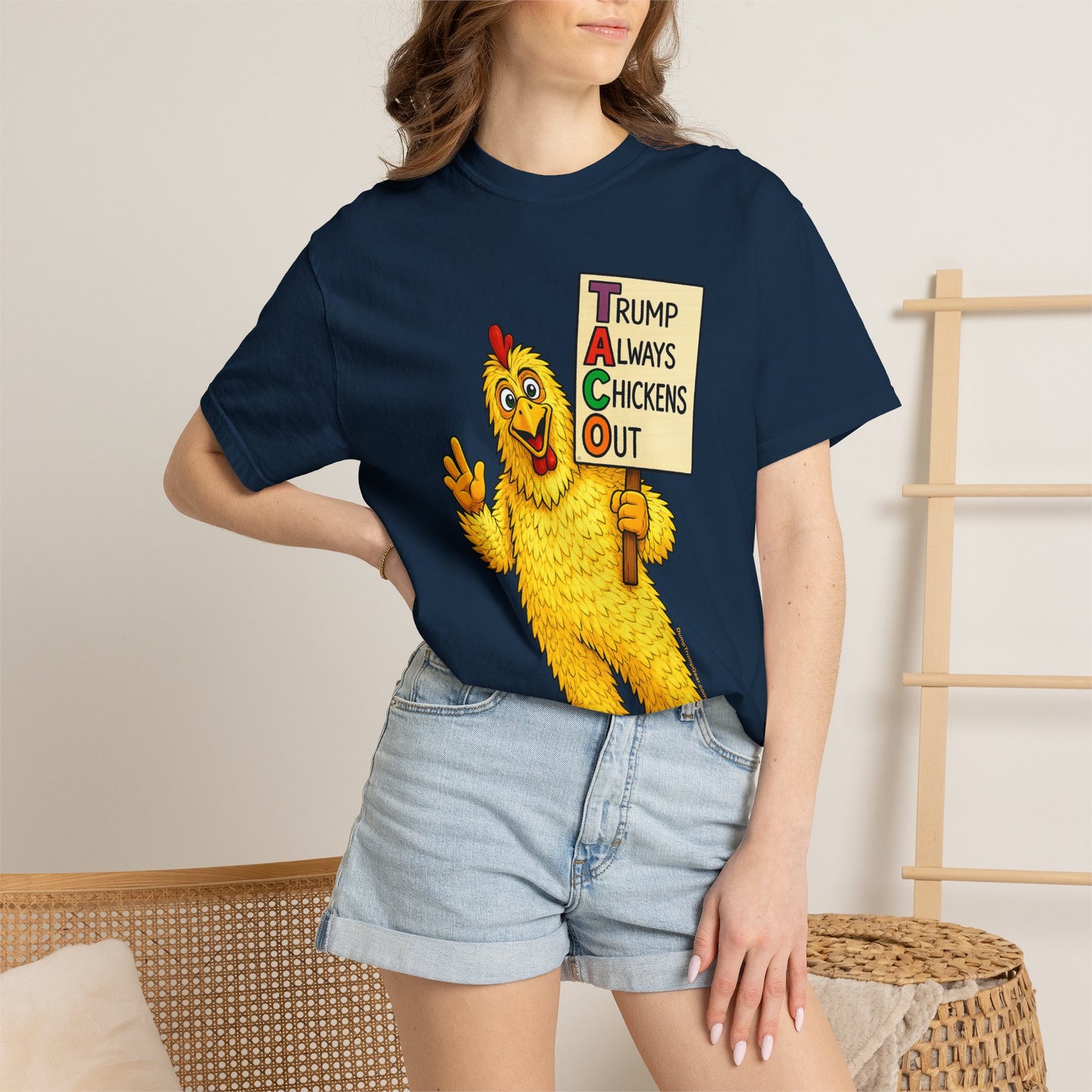 Chicken Costume T-Shirt — “Trump Always Chickens Out” Protest Graphic Tee