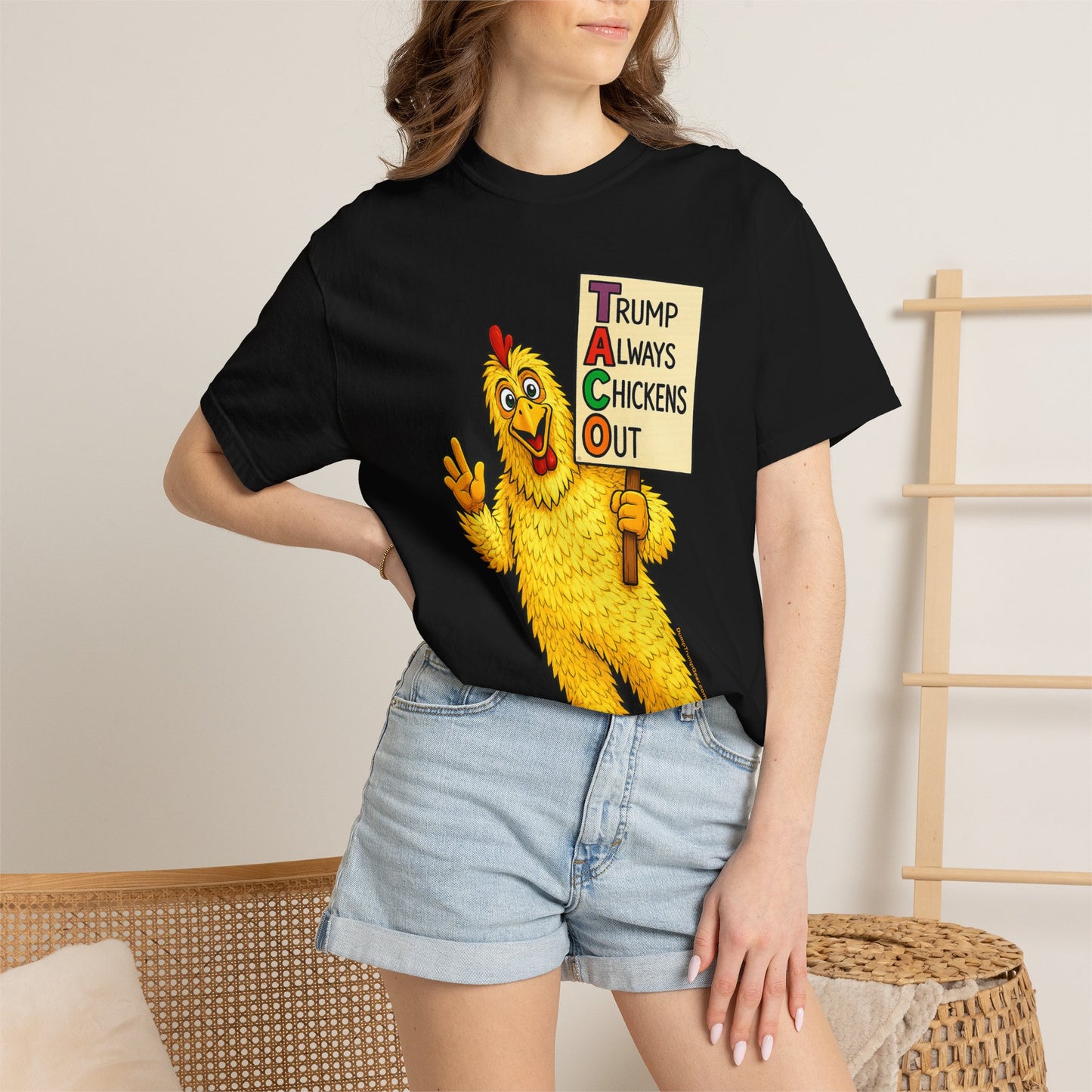 Chicken Costume T-Shirt — “Trump Always Chickens Out” Protest Graphic Tee