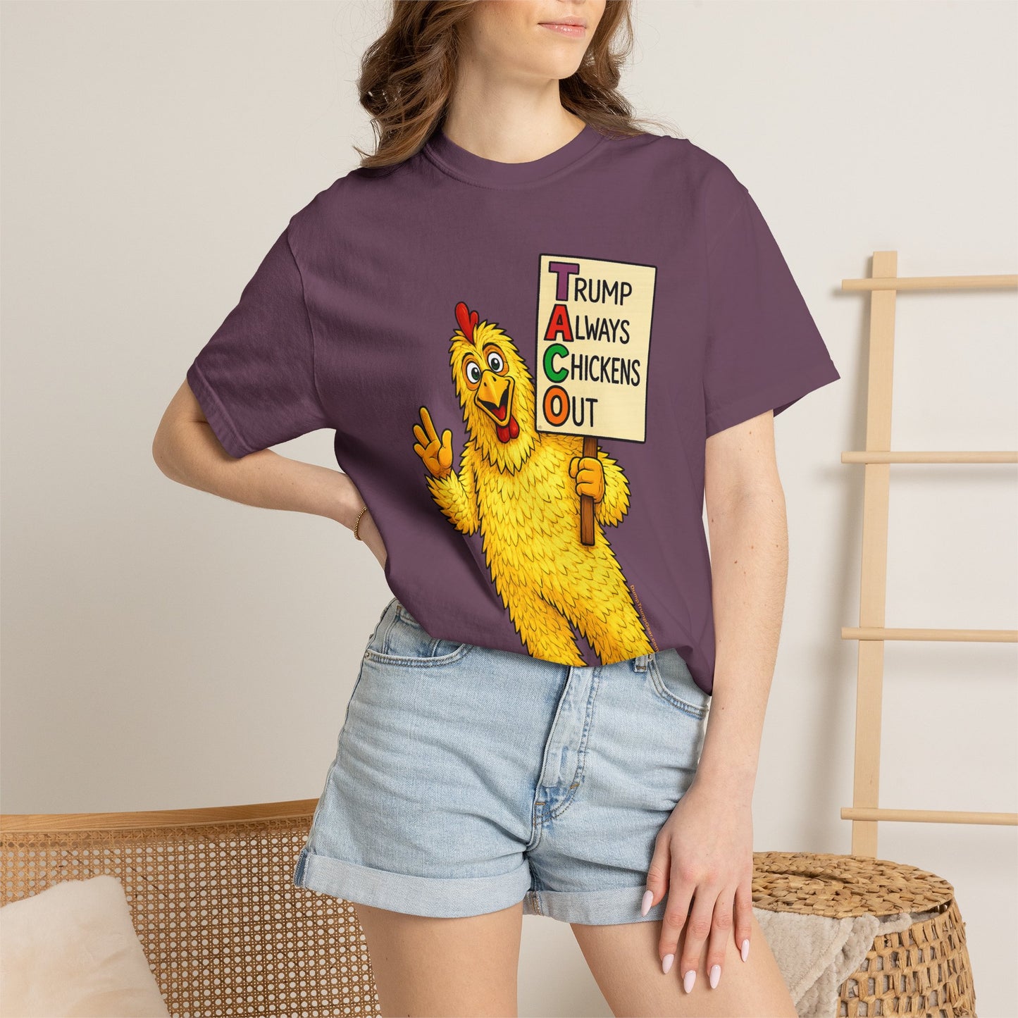 Chicken Costume T-Shirt — “Trump Always Chickens Out” Protest Graphic Tee