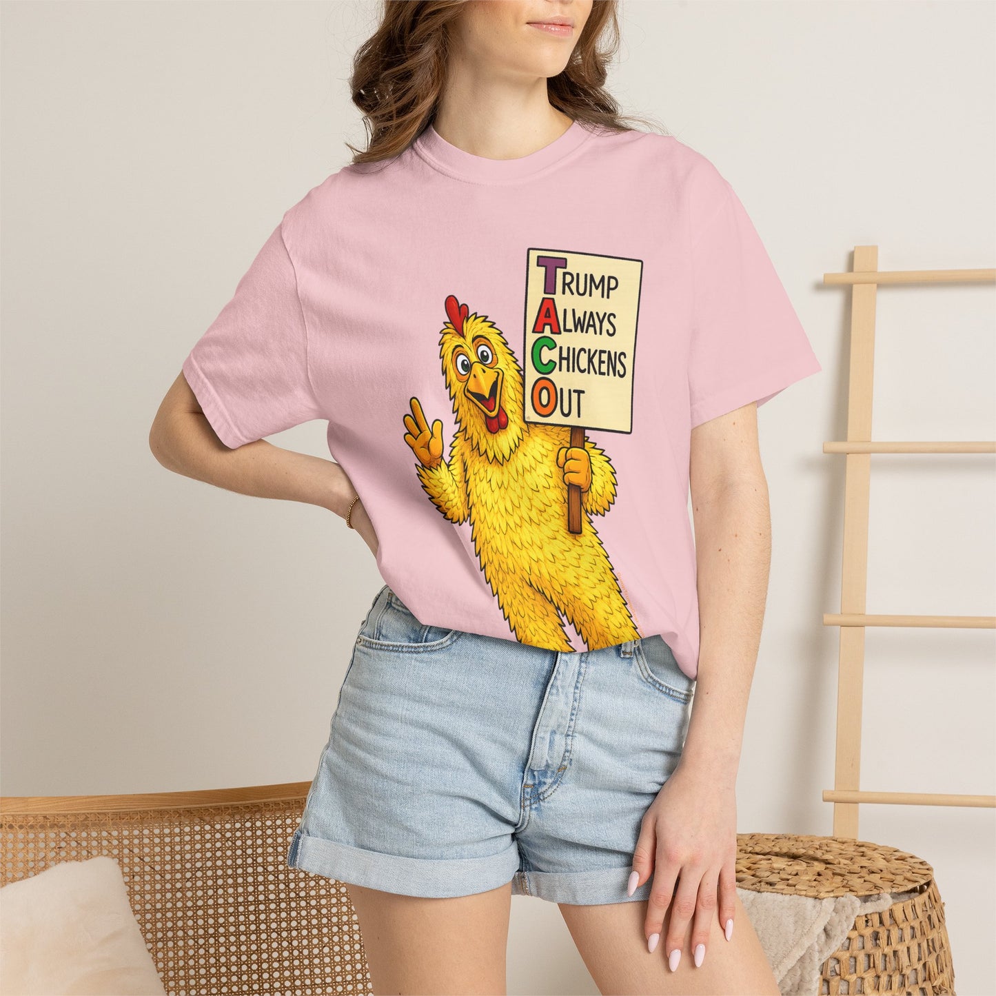 Chicken Costume T-Shirt — “Trump Always Chickens Out” Protest Graphic Tee