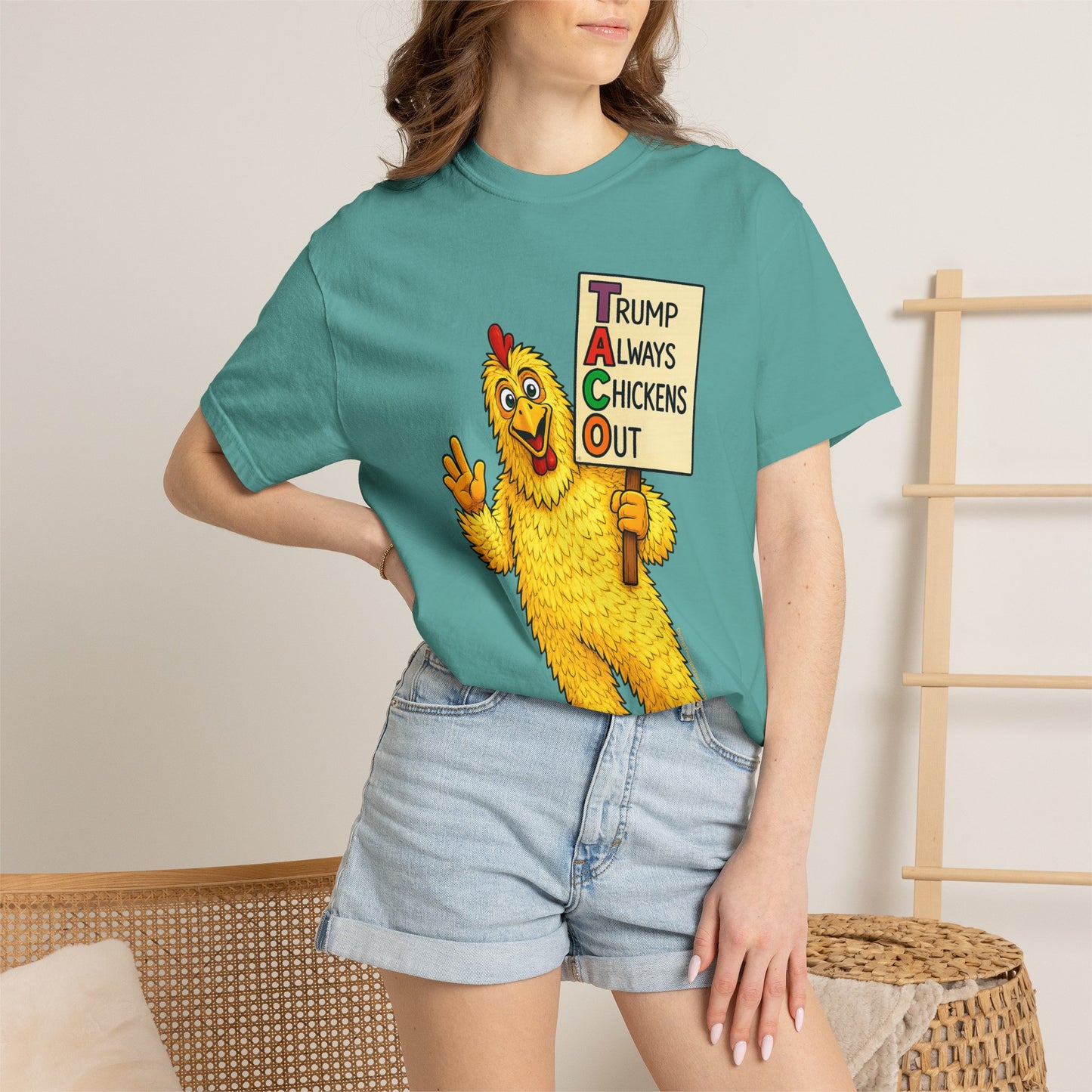 Chicken Costume T-Shirt — “Trump Always Chickens Out” Protest Graphic Tee