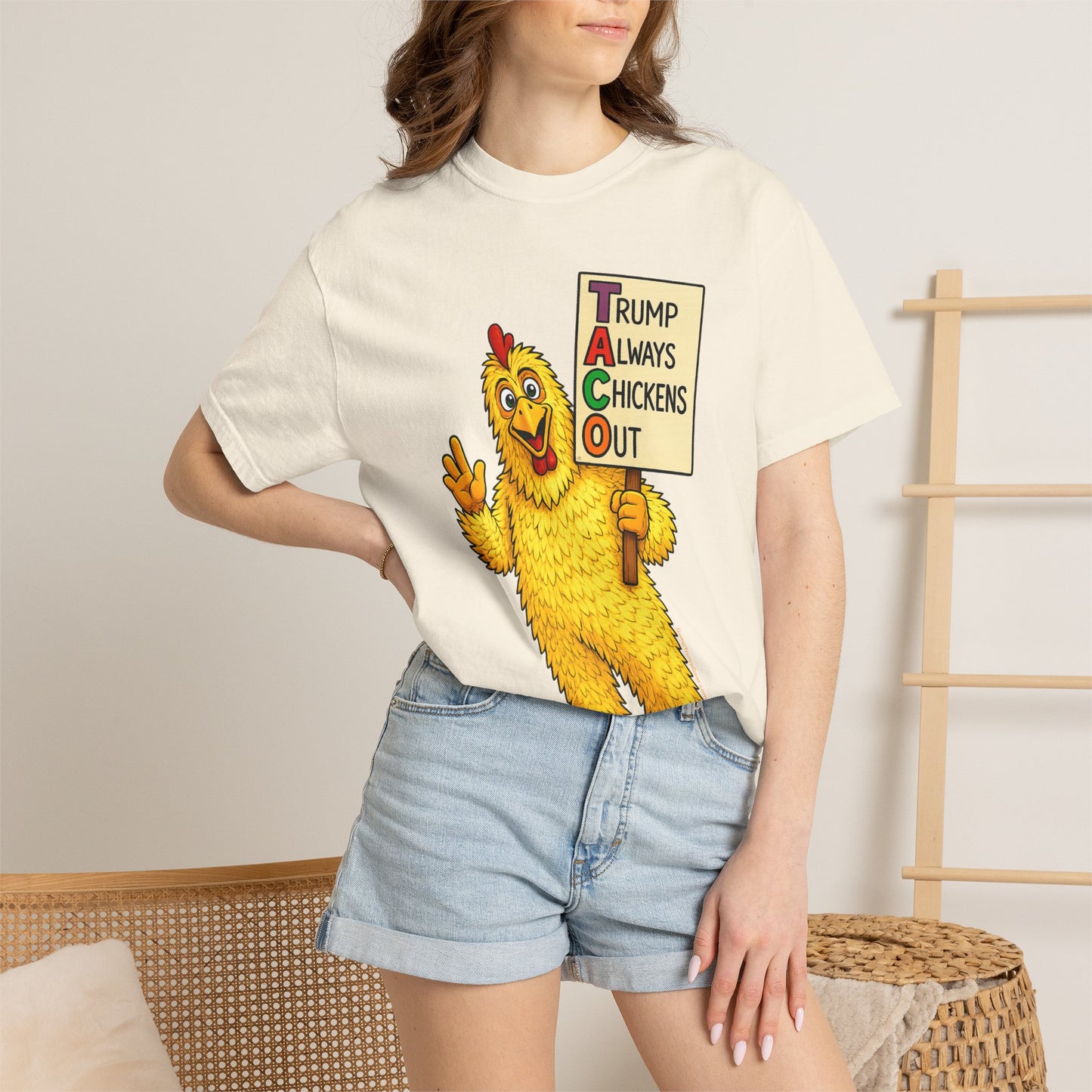 Chicken Costume T-Shirt — “Trump Always Chickens Out” Protest Graphic Tee
