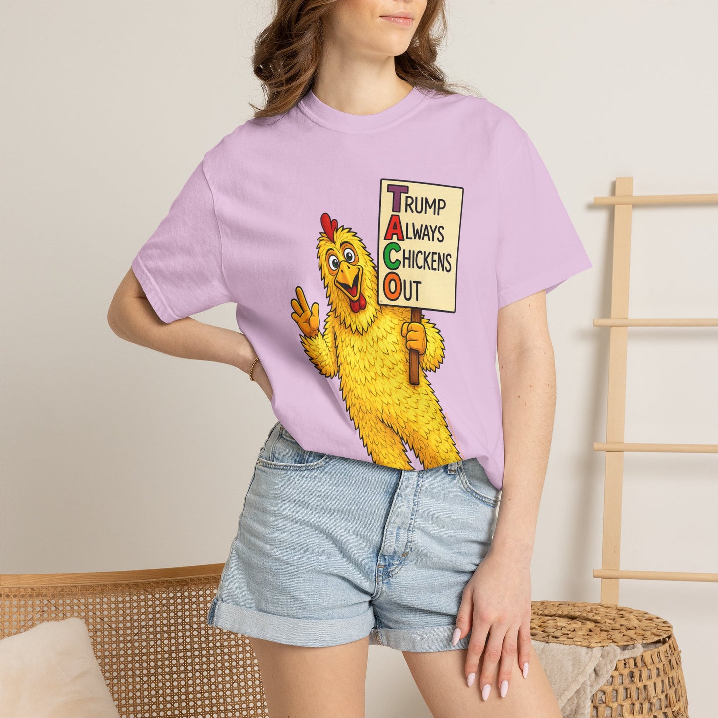 Chicken Costume T-Shirt — “Trump Always Chickens Out” Protest Graphic Tee